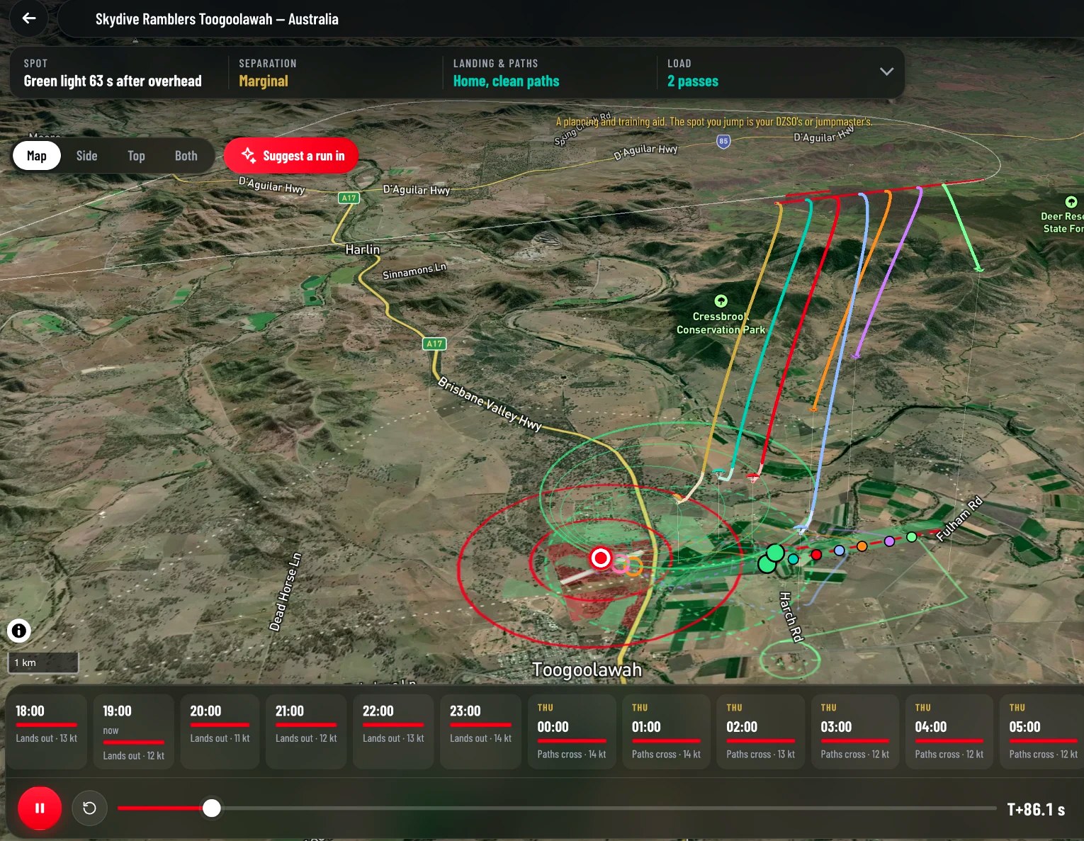 The spotting tool in 3D: a whole load over Skydive Ramblers Toogoolawah