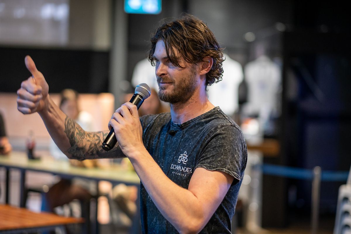 Mason presenting at the tunnel