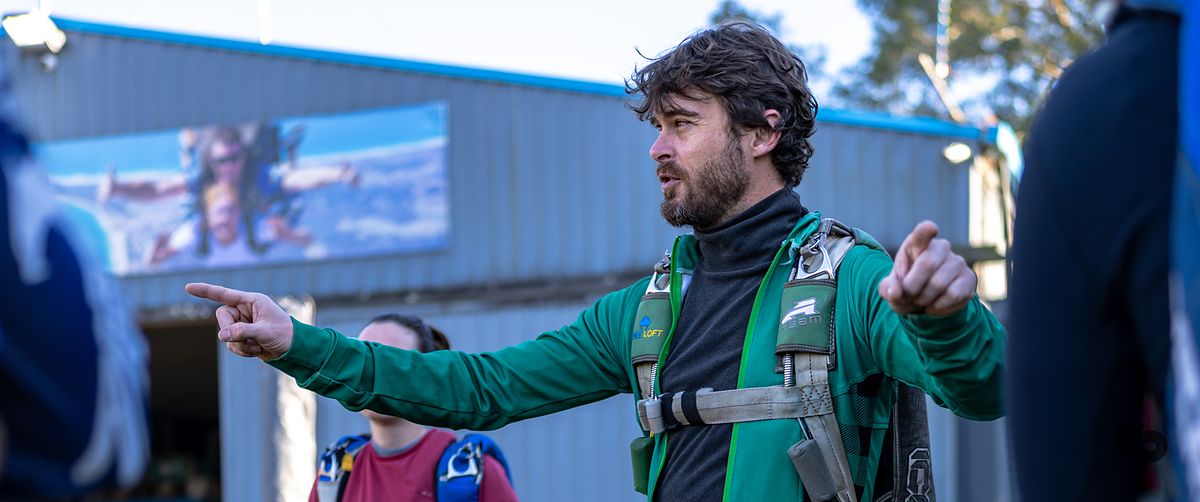 Mason briefing at the drop zone