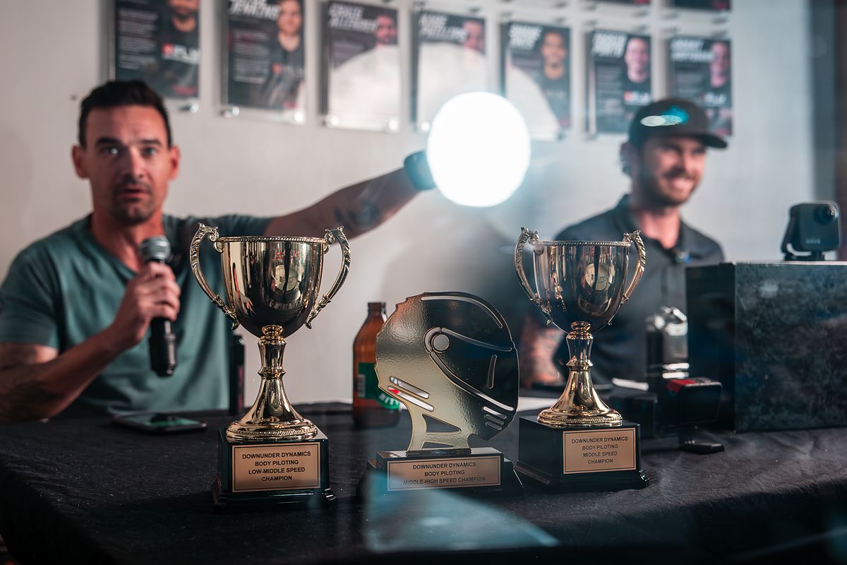 Trophies on the table at a Body Piloting event