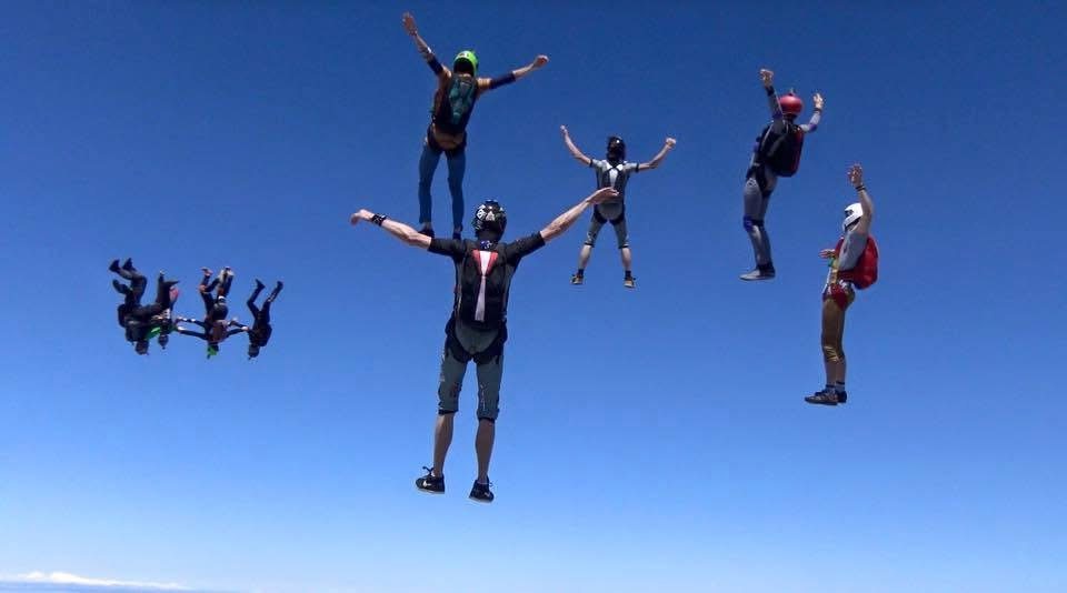 A freefly group in blue sky
