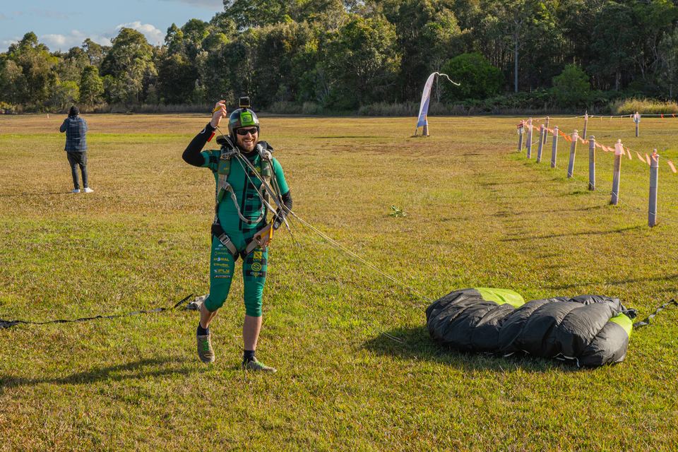 Walking in after landing