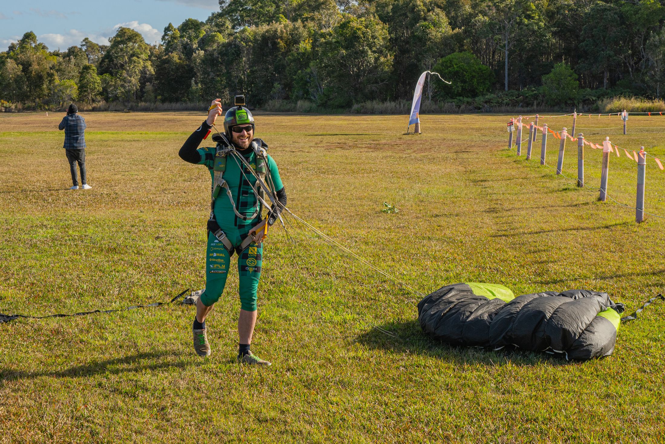 Walking in after landing
