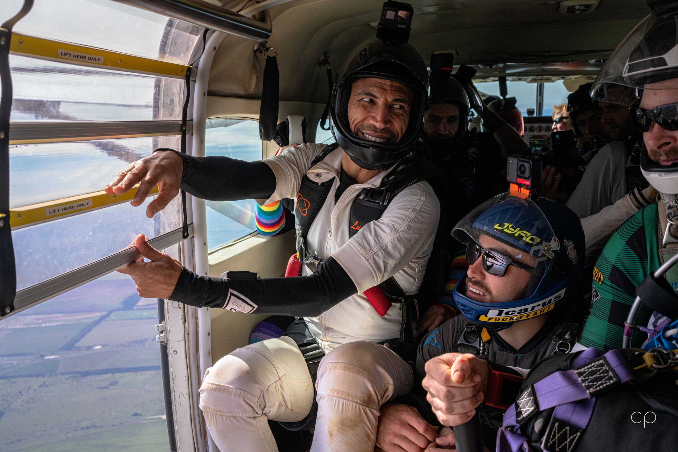 Climbing to altitude in the aircraft