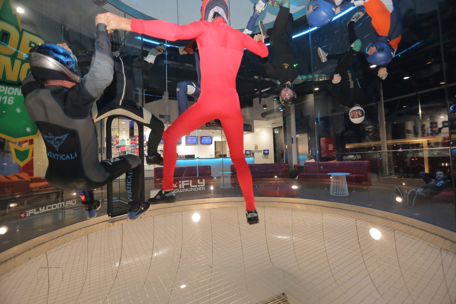 A tunnel camp group at iFLY Downunder