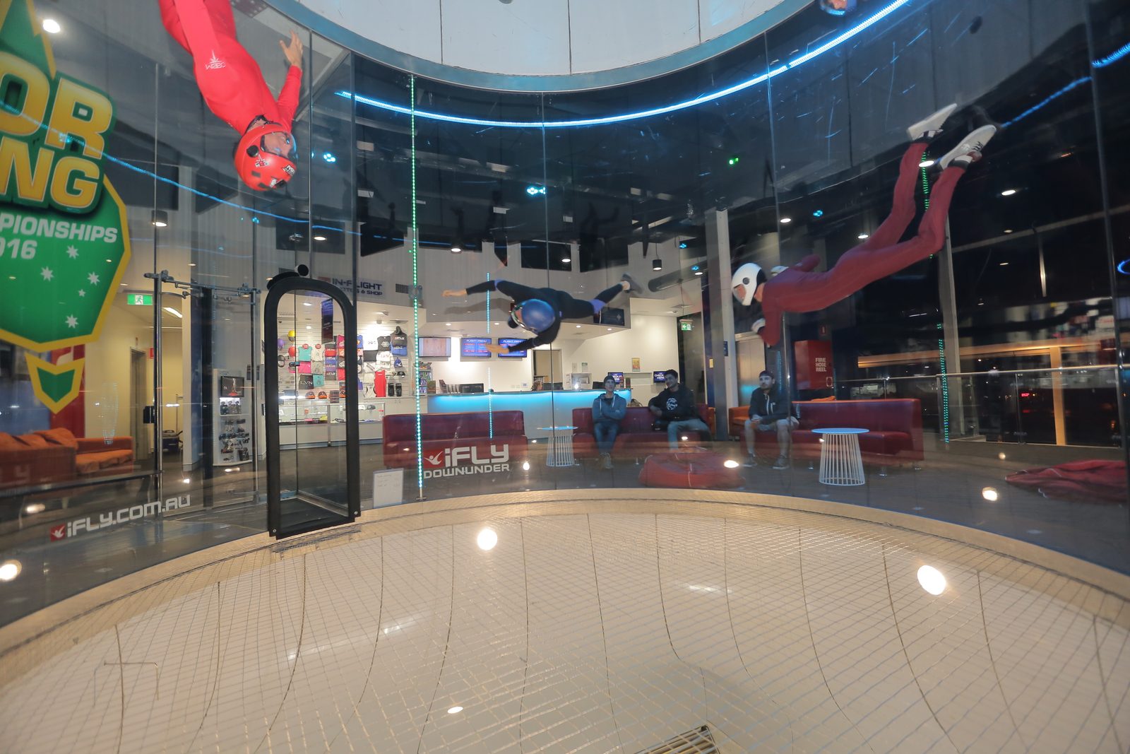 A tunnel camp group at iFLY Downunder